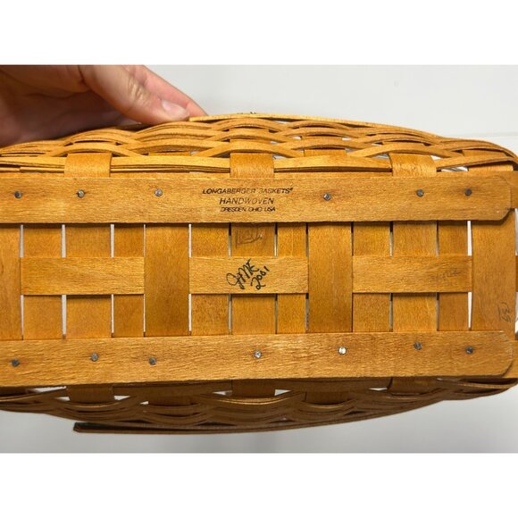 Longaberger 2001 Peony May Series Basket #12 Green Accent - Liner Protector - Picture 9 of 9